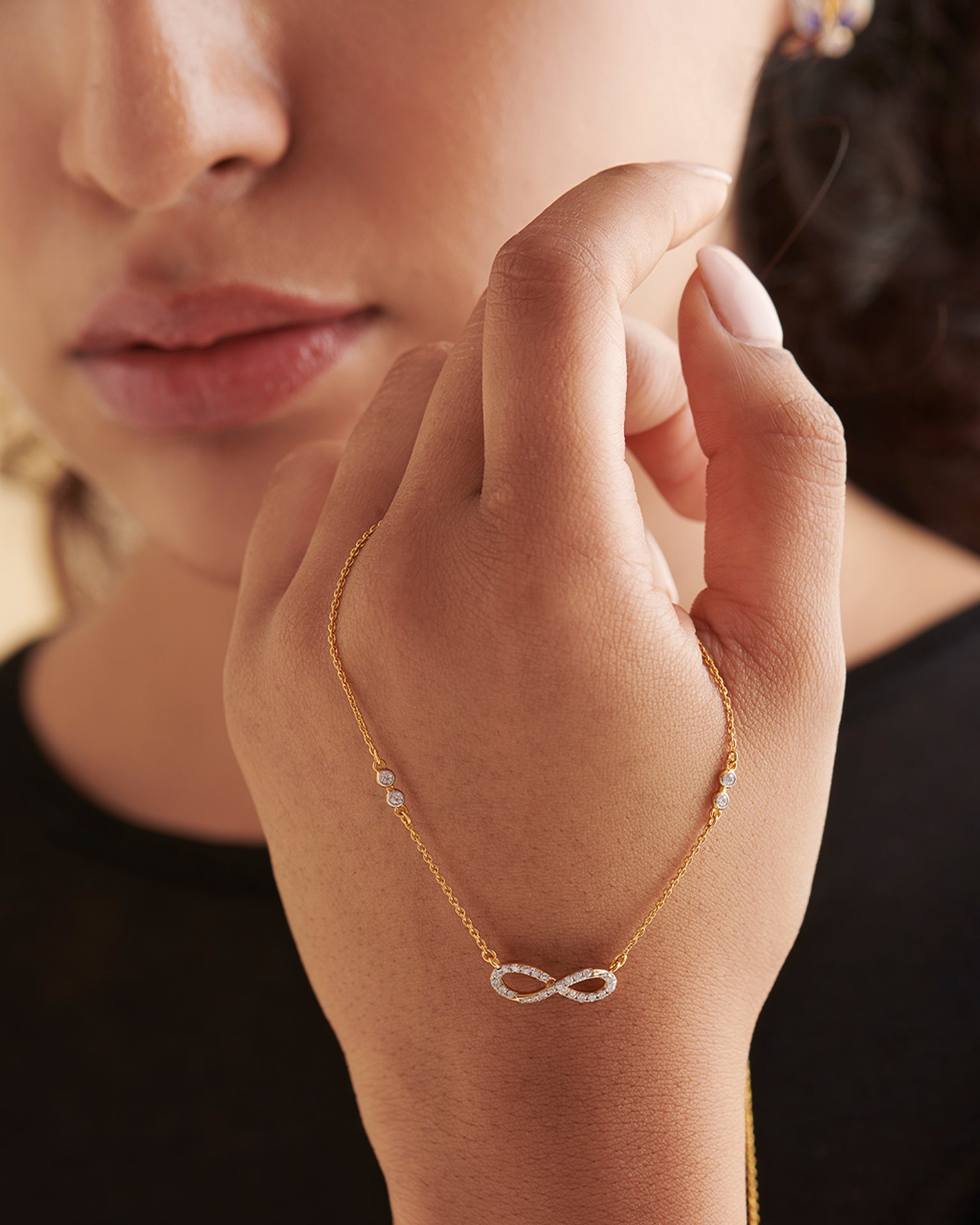 Infinity Station Necklace, 14K Gold Vermeil, 1/4 ct Lab Grown Diamond-2