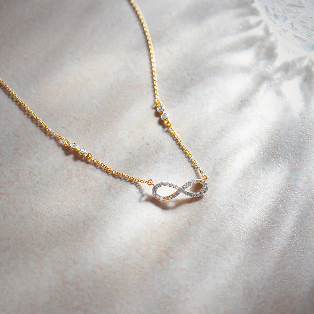 Infinity Station Necklace, 14K Gold Vermeil, 1/4 ct Lab Grown Diamond-1