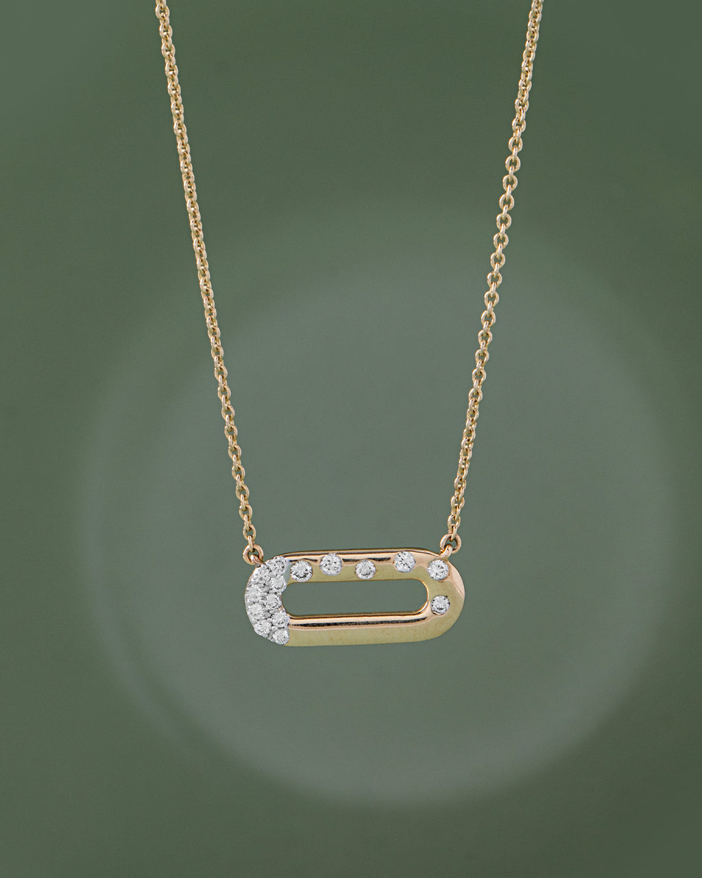 Bubbles Paperclip Necklace, 14K Solid Gold, 1/5 ct Lab Grown Diamond-5