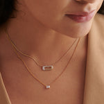 Bubbles Paperclip Necklace, 14K Solid Gold, 1/5 ct Lab Grown Diamond-4