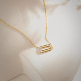 Bubbles Paperclip Necklace, 14K Solid Gold, 1/5 ct Lab Grown Diamond-1