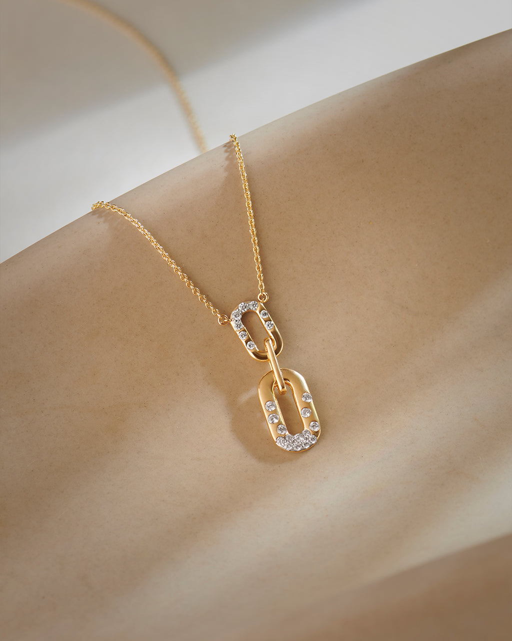 Bubbles Link Necklace, 14K Solid Gold, 1/4 ct Lab Grown Diamond-5