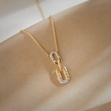 Bubbles Link Necklace, 14K Solid Gold, 1/4 ct Lab Grown Diamond-5