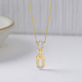 Bubbles Link Necklace, 14K Solid Gold, 1/4 ct Lab Grown Diamond-6