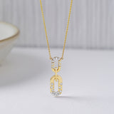 Bubbles Link Necklace, 14K Solid Gold, 1/4 ct Lab Grown Diamond-6