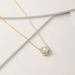 Classic Pearl Diamond Necklace, 14K Solid Gold, 1/5 ct Lab Grown Diamond-5