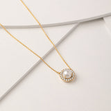 Classic Pearl Diamond Necklace, 14K Solid Gold, 1/5 ct Lab Grown Diamond-5
