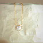 Classic Pearl Diamond Necklace, 14K Solid Gold, 1/5 ct Lab Grown Diamond-6
