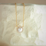 Classic Pearl Diamond Necklace, 14K Solid Gold, 1/5 ct Lab Grown Diamond-6