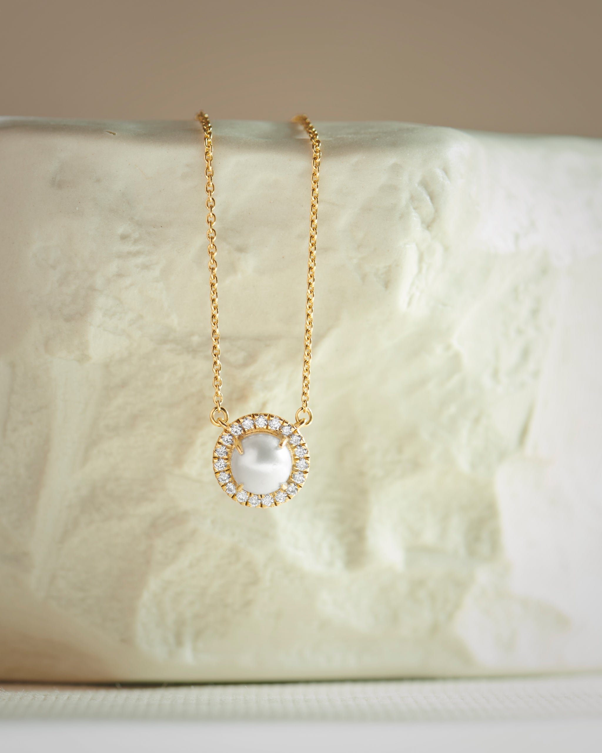 Classic Pearl Diamond Necklace, 14K Solid Gold, 1/5 ct Lab Grown Diamond-6