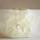 Classic Pearl Diamond Necklace, 14K Gold Vermeil, 1/5 ct Lab Grown Diamond-1