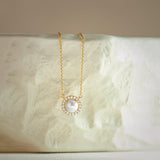 Classic Pearl Diamond Necklace, 14K Solid Gold, 1/5 ct Lab Grown Diamond-1