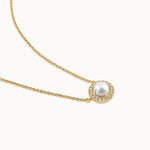 Classic Pearl Diamond Necklace, 14K Solid Gold, 1/5 ct Lab Grown Diamond-3