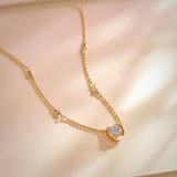 Textured Cluster Diamond Necklace, 14K Solid Gold, 1/4 ct Lab Grown Diamond-6