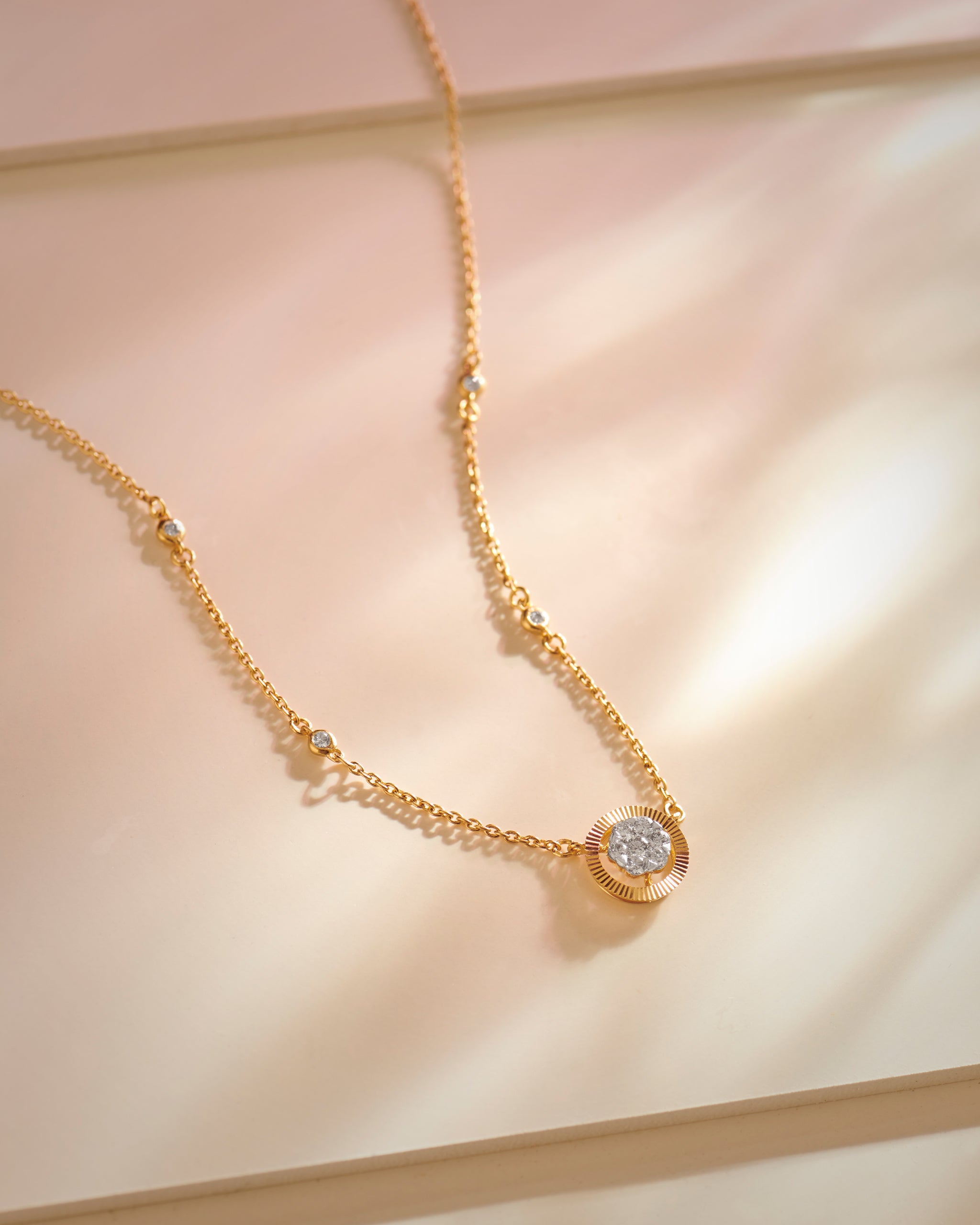 Textured Cluster Diamond Necklace, 14K Solid Gold, 1/4 ct Lab Grown Diamond-6