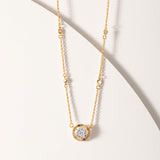 Textured Cluster Diamond Necklace, 14K Gold Vermeil, 1/4 ct Lab Grown Diamond-5