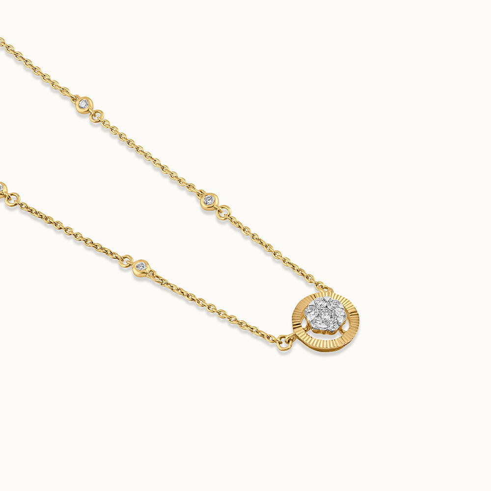 Textured Cluster Diamond Necklace, 14K Solid Gold, 1/4 ct Lab Grown Diamond-3