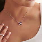 Butterfly Enamel Diamond Necklace, Sterling Silver, 3/8 ct Lab Grown Diamond-2
