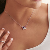 Butterfly Enamel Diamond Necklace, Sterling Silver, 3/8 ct Lab Grown Diamond-2