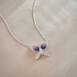 Butterfly Enamel Diamond Necklace, Sterling Silver, 3/8 ct Lab Grown Diamond-5