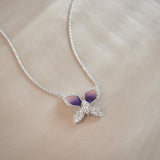 Butterfly Enamel Diamond Necklace, Sterling Silver, 3/8 ct Lab Grown Diamond-5