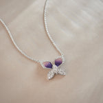 Butterfly Enamel Diamond Necklace, 14K Solid Gold, 3/8 ct Lab Grown Diamond-5