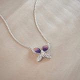 Butterfly Enamel Diamond Necklace, 14K Solid Gold, 3/8 ct Lab Grown Diamond-5