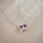 Butterfly Enamel Diamond Necklace, Sterling Silver, 3/8 ct Lab Grown Diamond-1