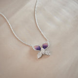 Butterfly Enamel Diamond Necklace, Sterling Silver, 3/8 ct Lab Grown Diamond-1