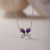 Butterfly Enamel Diamond Necklace, 14K Solid Gold, 3/8 ct Lab Grown Diamond-3