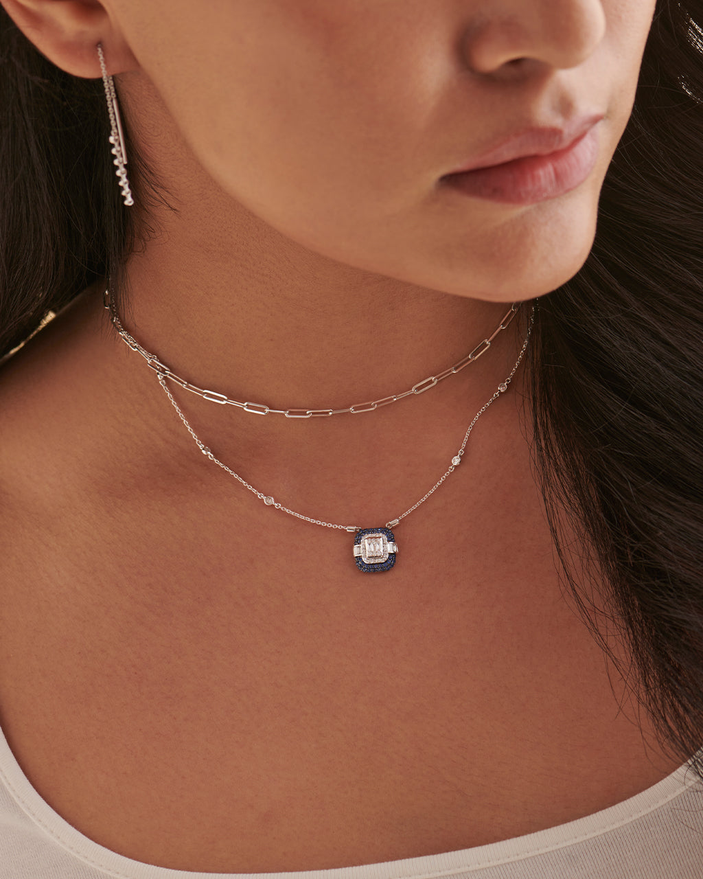 Deco Station Necklace, 14K Solid Gold, 1/2 ct Lab Grown Diamond-2
