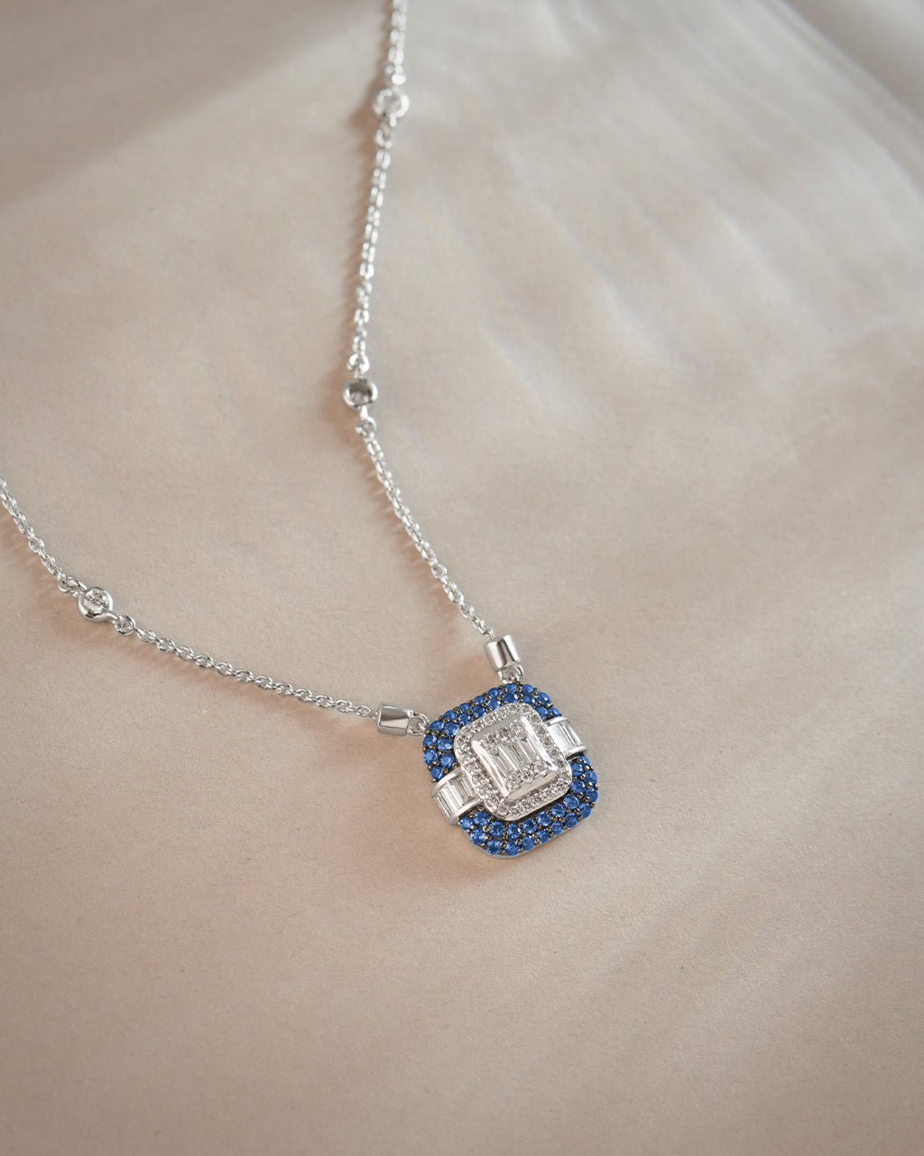 Deco Station Necklace, 14K Solid Gold, 1/2 ct Lab Grown Diamond-4