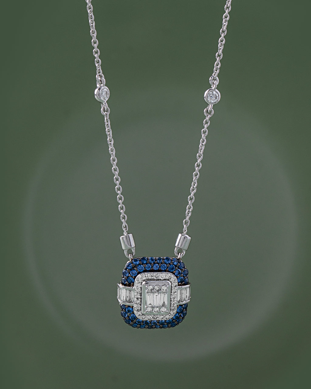 Deco Station Necklace, Sterling Silver, 1/2 ct Lab Grown Diamond-5