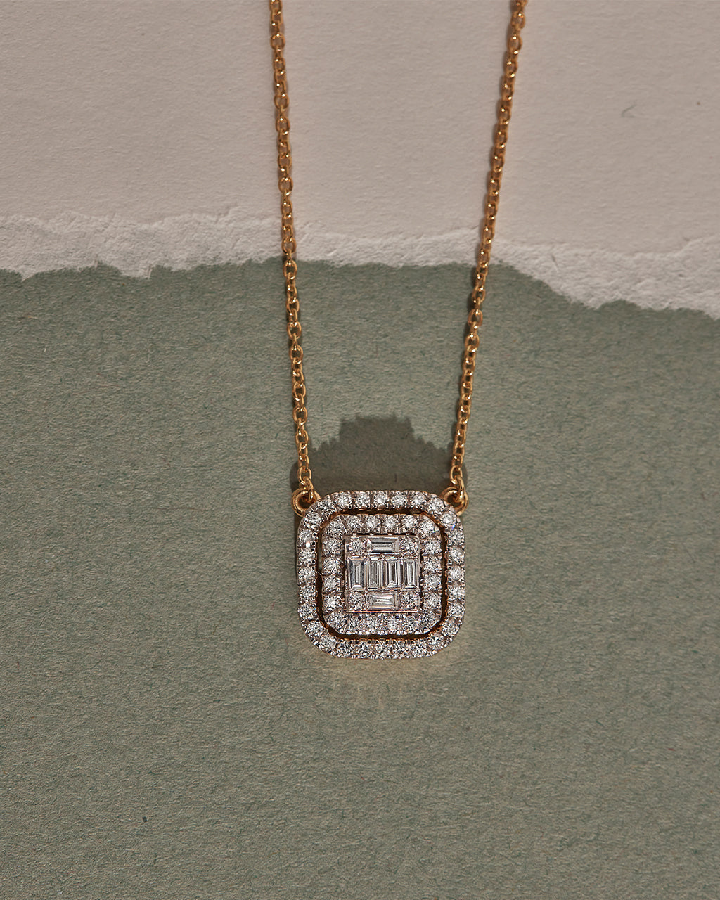 Octa Halo Diamond Necklace, 14K Solid Gold, 5/8 ct Lab Grown Diamond-6