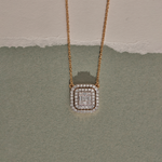 Octa Halo Diamond Necklace, 14K Solid Gold, 5/8 ct Lab Grown Diamond-1