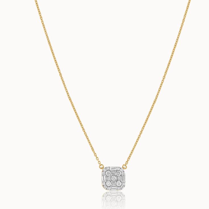 ☆Hei☆ baguette layered necklace HE21SNSG005XXFR Baguette & Round Brilliant 0.21 ctw VS2 Clarity, I Color