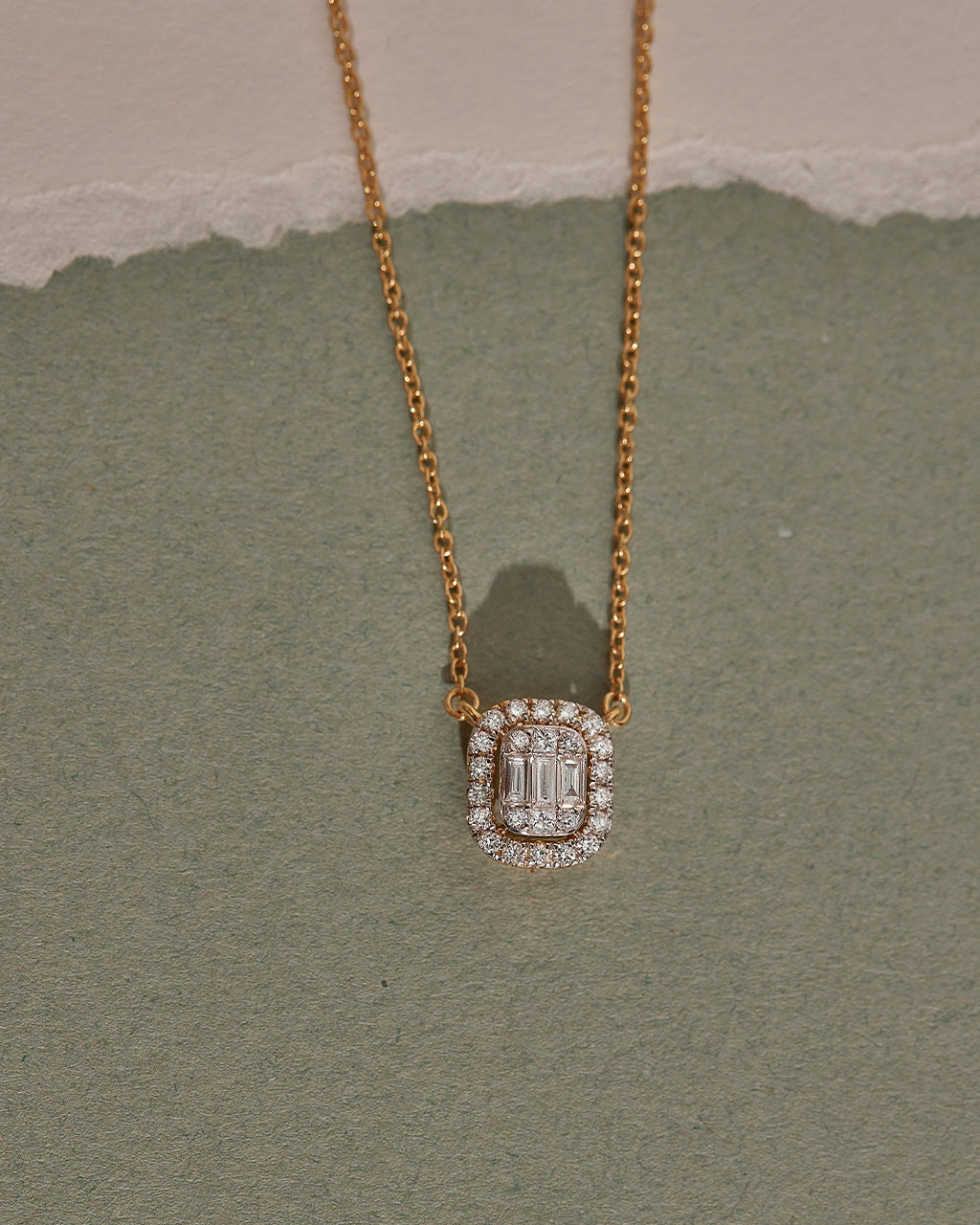 Emerald Cluster Diamond Necklace, 14K Solid Gold, 3/8 ct Lab Grown Diamond-6