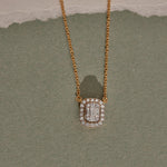 Emerald Cluster Diamond Necklace, 14K Solid Gold, 3/8 ct Lab Grown Diamond-6