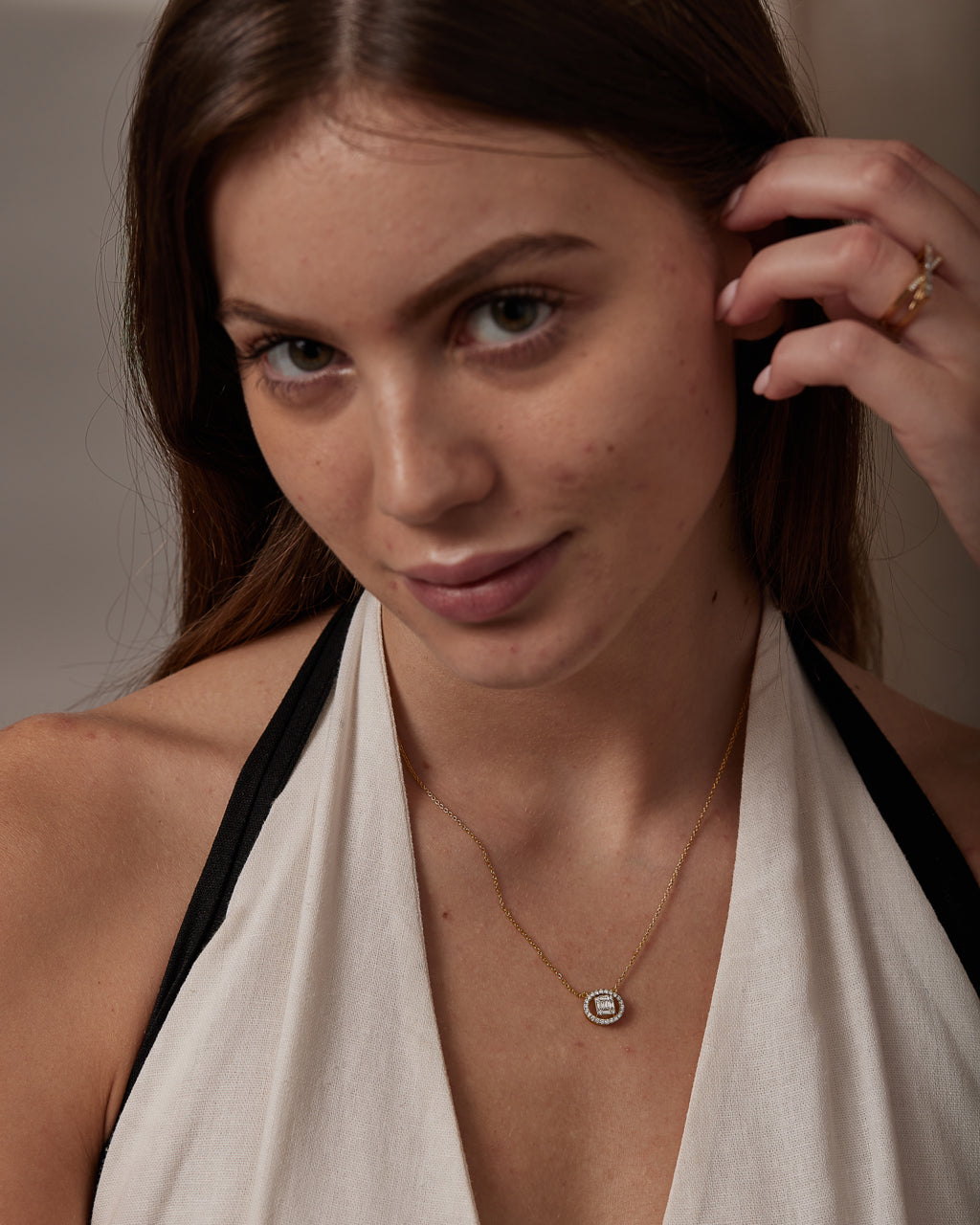 Oval Cluster Diamond Necklace, 14K Gold Vermeil, 3/8 ct Lab Grown Diamond-2