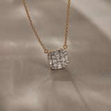 Baguette Cluster Diamond Necklace