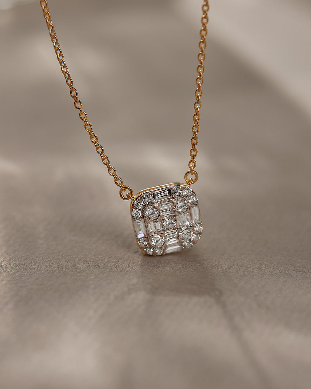 Baguette Cluster Diamond Necklace, 14K Gold Vermeil, 5/8 ct Lab Grown Diamond-6