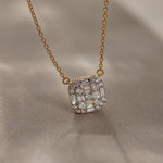 Baguette Cluster Diamond Necklace, 14K Gold Vermeil, 5/8 ct Lab Grown Diamond-6