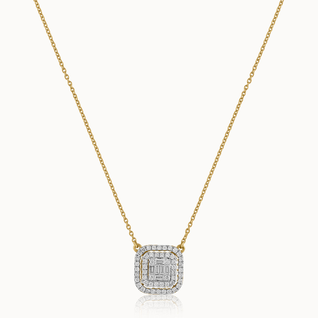 Octa Halo Diamond Necklace, 14K Solid Gold, 5/8 ct Lab Grown Diamond-3