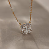 Baguette Cluster Diamond Necklace