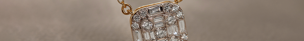 Baguette Cluster Diamond Necklace, 14K Gold Vermeil, 5/8 ct Lab Grown Diamond-1