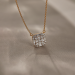 Baguette Cluster Diamond Necklace, 14K Gold Vermeil, 5/8 ct Lab Grown Diamond-1