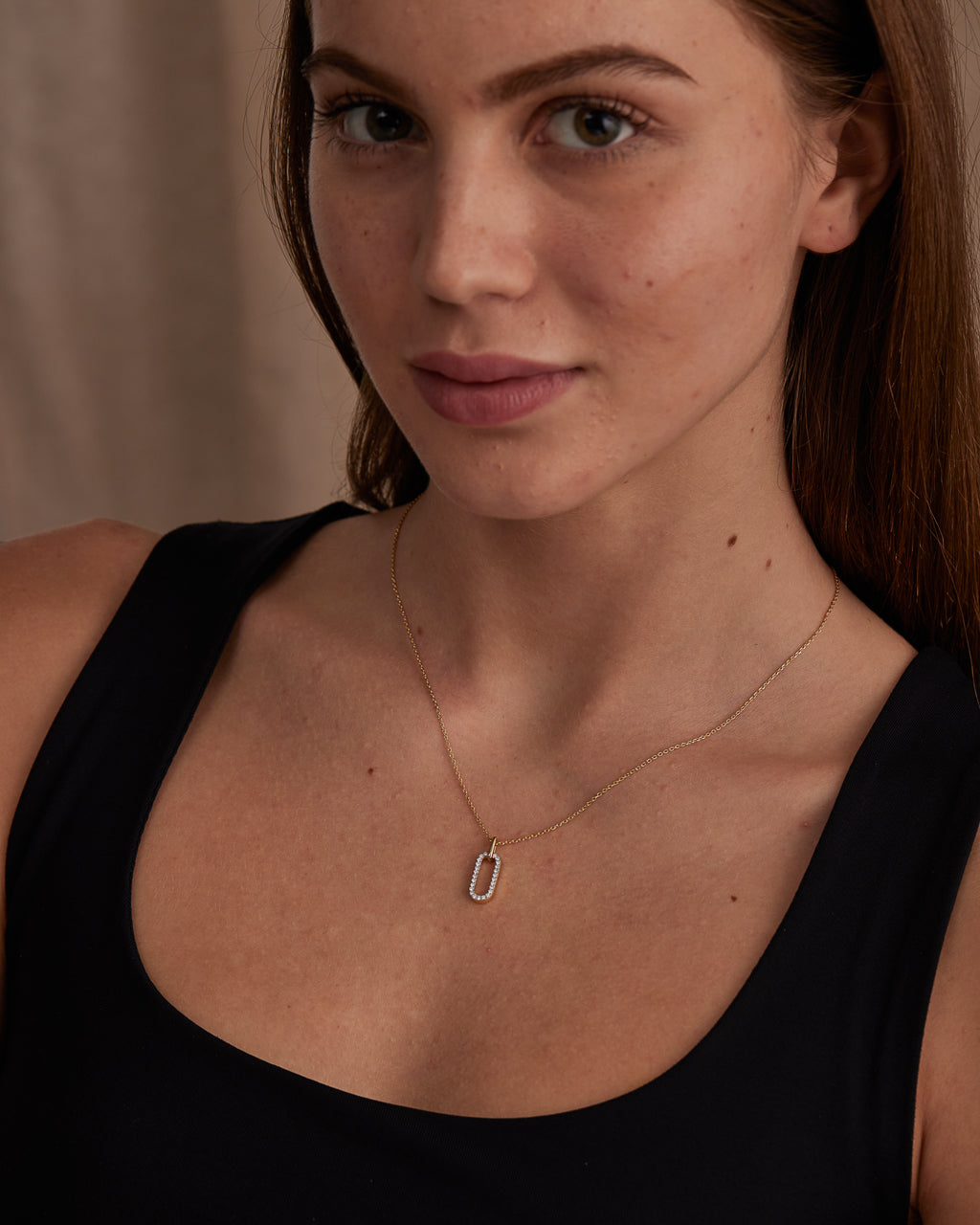 Pave Diamond Paperclip Necklace, 14K Gold Vermeil, 1/5 ct Lab Grown Diamond-2