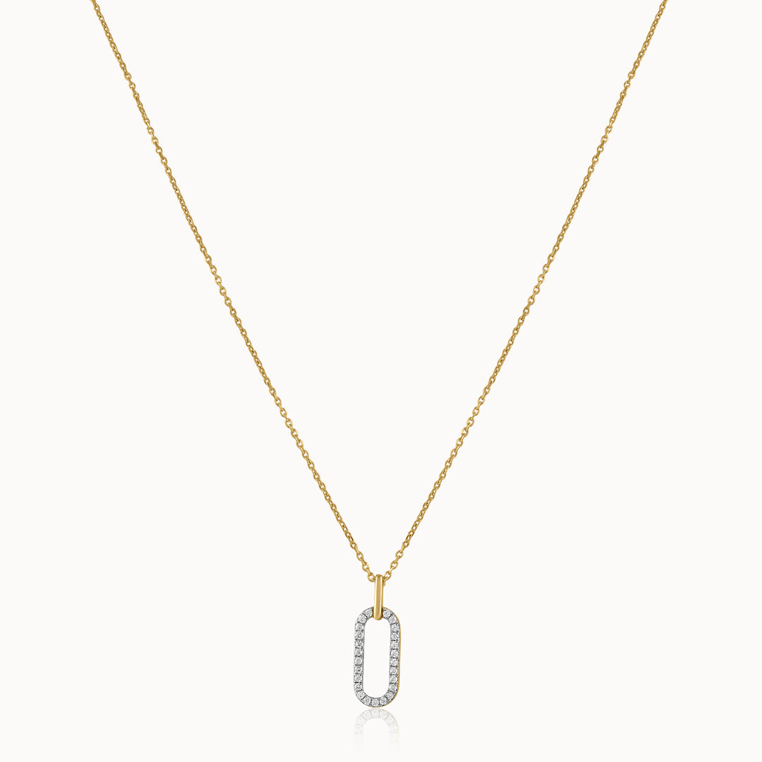 Pave Diamond Paperclip Necklace, 14K Gold Vermeil, 1/5 ct Lab Grown Diamond-3