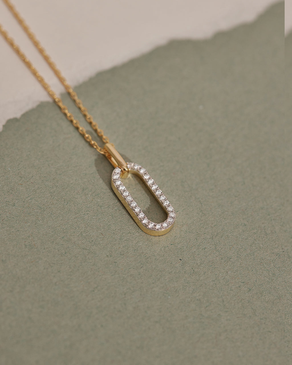 Pave Diamond Paperclip Necklace, 14K Gold Vermeil, 1/5 ct Lab Grown Diamond-6