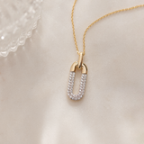 Diamond Dipped Paperclip Drop Necklace, 14K Gold Vermeil, 1/3 ct Lab Grown Diamond-1